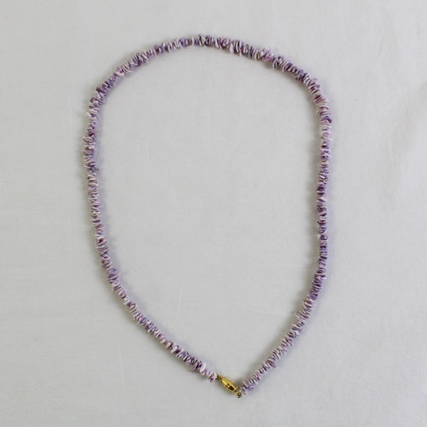 Pale Purple Shell Heishi Beaded Necklace 22"