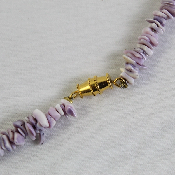 Pale Purple Shell Heishi Beaded Necklace 22"