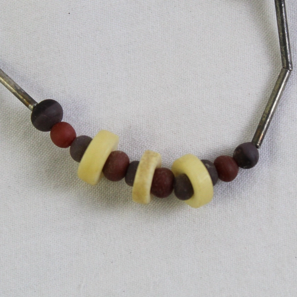 Vintage Beaded Silver-Tone Station Choker Necklace Boho 15"