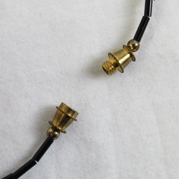 Black Purple and Gold-Tone Beaded Shell Necklace 30"