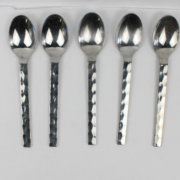 Lot 5 Cambridge Silver Oval Soup Spoon 18/10 Stainless CBS123 Pattern Hammered