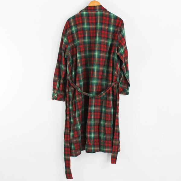 Duluth Trading Co. Red and Green Plaid Flannel Robe Men's XL 100% Cotton