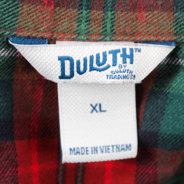 Duluth Trading Co. Red and Green Plaid Flannel Robe Men's XL 100% Cotton