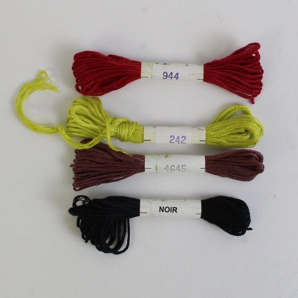 Lot of 4 Soie d'Alger 5 Meter Pull-Skein Silk Thread, Assorted Colors