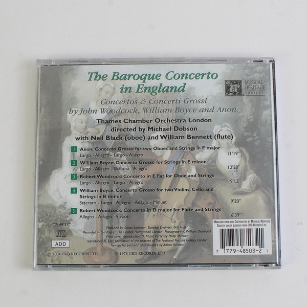The Baroque Concerto in England CD, Woodcock, Boyce and Anon, 2004