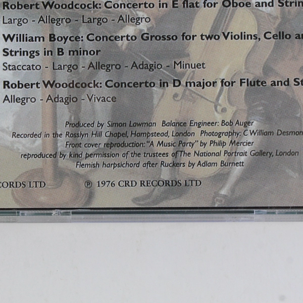 The Baroque Concerto in England CD, Woodcock, Boyce and Anon, 2004