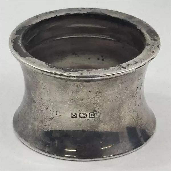 Set Of 2 Silver Open Salt Cellars Cobalt Blue Inserts Birmingham England 1912