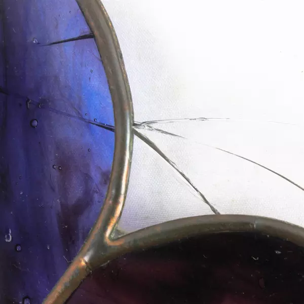 Stained Glass Purple Flower Window Hanging 16" x 12.5" Home Decor