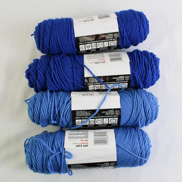 Lot of 4 Red Heart Classic Blue Yarn Skeins Partially Used 14 oz Total