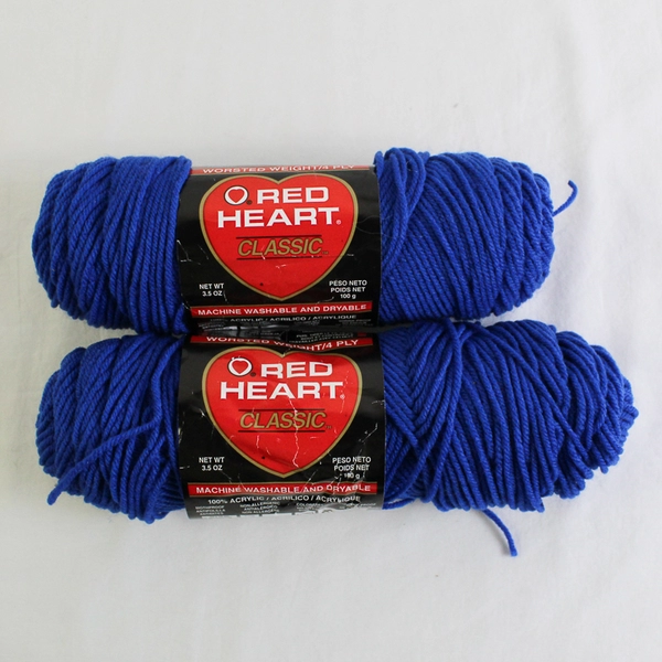 Lot of 4 Red Heart Classic Blue Yarn Skeins Partially Used 14 oz Total
