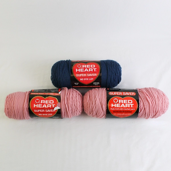 Lot of 3 Red Heart Super Saver Pink & Blue Partial Yarn Skeins 26 oz Total