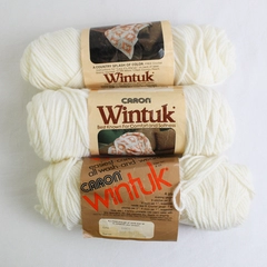 Lot of 3 VTG Caron Wintuk Partial Orlon Acrylic Yarn Skeins Off-White 11 oz
