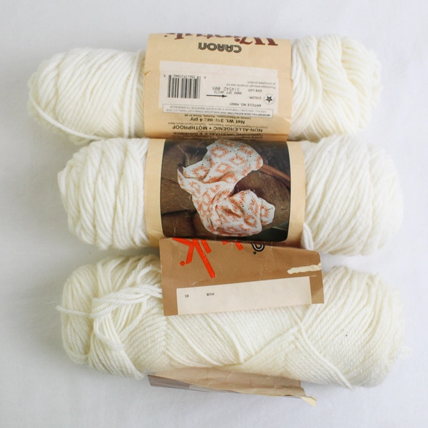 Lot of 3 VTG Caron Wintuk Partial Orlon Acrylic Yarn Skeins Off-White 11 oz