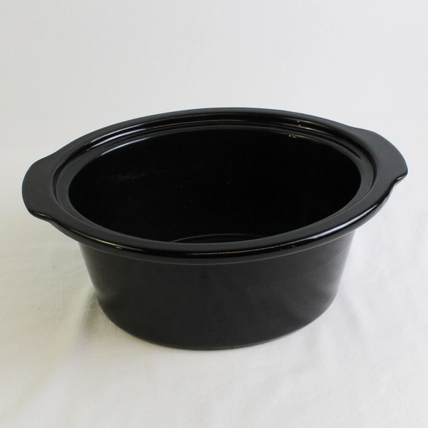 Unmarked Black Oval Ceramic Slow Cooker Insert 12.5"