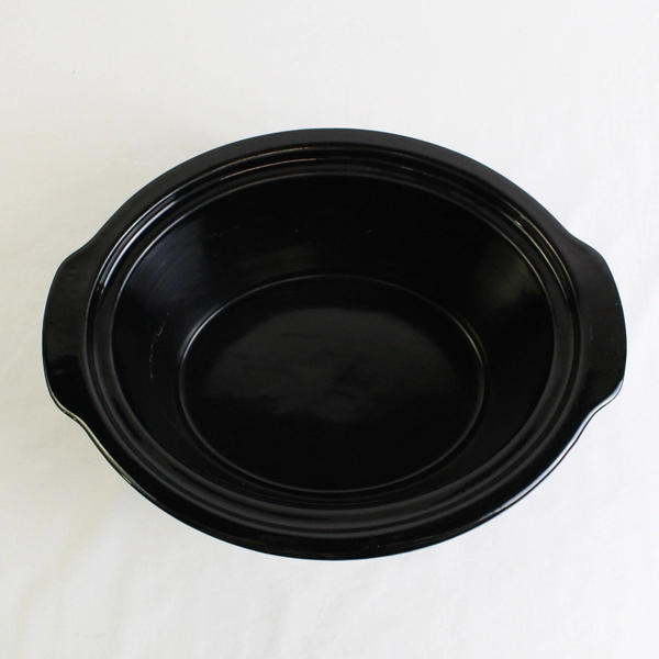 Unmarked Black Oval Ceramic Slow Cooker Insert 12.5"