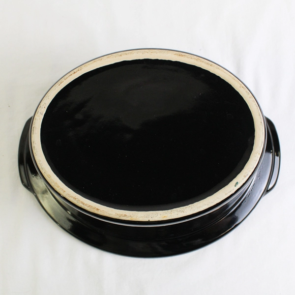 Unmarked Black Oval Ceramic Slow Cooker Insert 12.5"