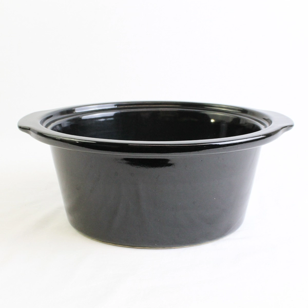 Unmarked Black Oval Ceramic Slow Cooker Insert 12.5"