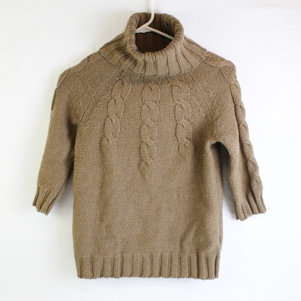 Gap Brown Cable Knit Half-Sleeve Turtleneck Sweater Women's Small
