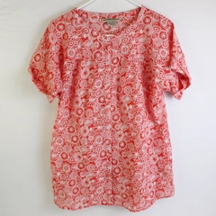 ExOfficio Coral Pink & White Floral Patterned Short-Sleeve Button-Up Women's Med