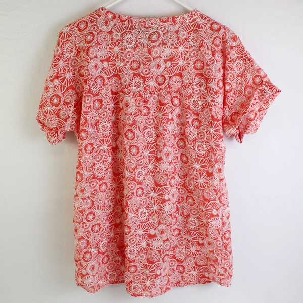 ExOfficio Coral Pink & White Floral Patterned Short-Sleeve Button-Up Women's Med