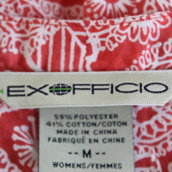 ExOfficio Coral Pink & White Floral Patterned Short-Sleeve Button-Up Women's Med