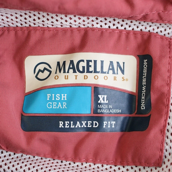 Magellan Outdoors Fish Gear Salmon Pink Short-Sleeve Button-Up Women's XL