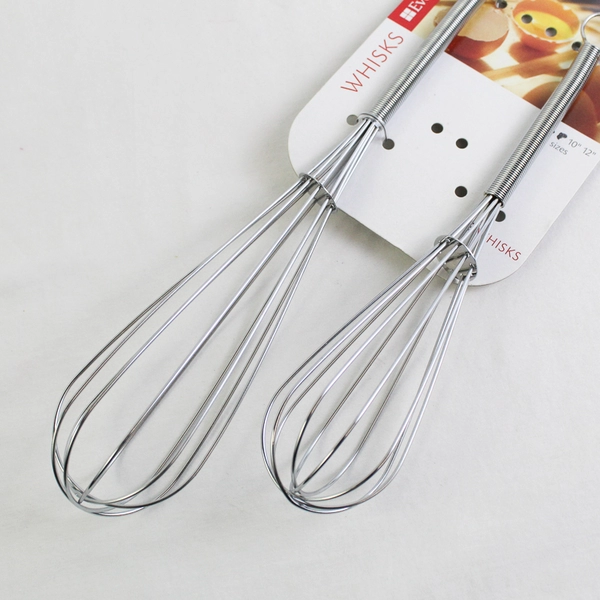 Lot of 2 Everyday Living Metal Kitchen Whisks 10" and 12"