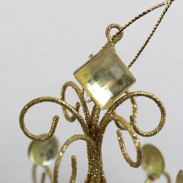 Vintage Kurt Adler Gold Glitter with Rhinestones Chandelier Christmas Ornament