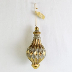 Raz Imports Inc. Gold and Silver Glitter Drop Bauble Ornament 7" with Tags