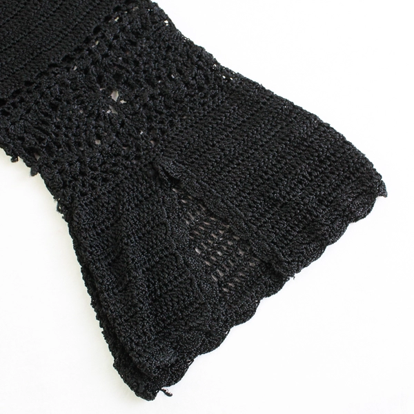 Vintage Bette Paige Women's M Sheer Black Lace Slit Flare Sleeve