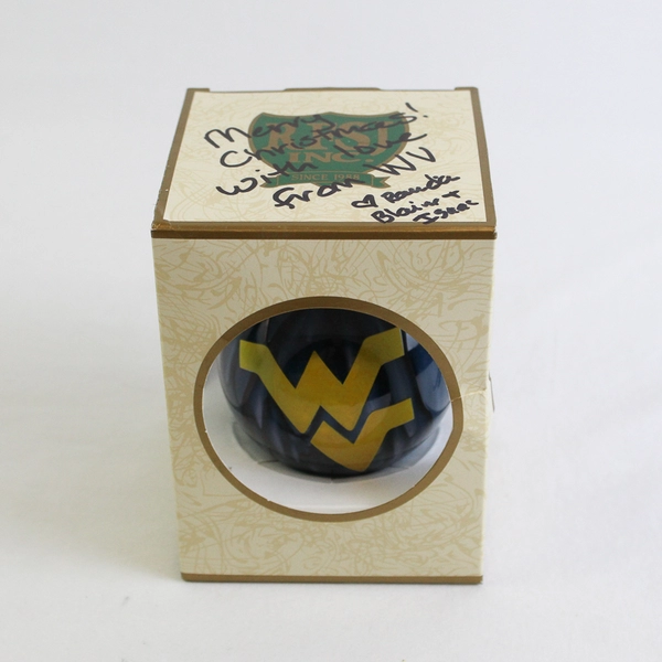 RFSJ Inc. West Virginia Mountaineers Glass Christmas Ornament