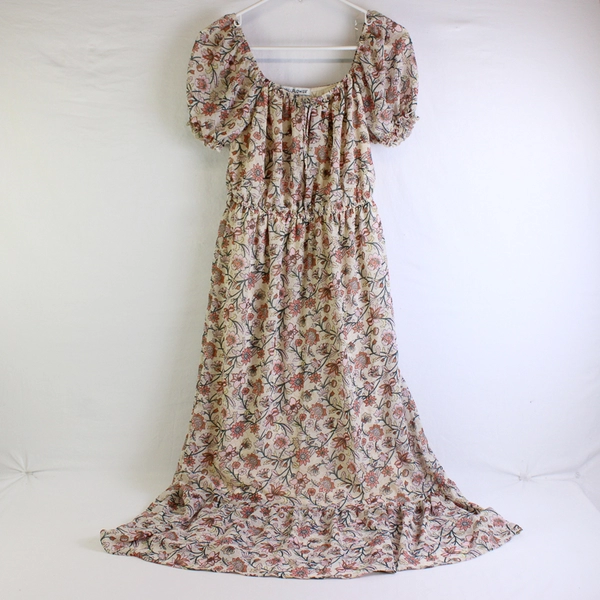 Wallflower Women's M Pink Floral Maxi Dress with Bell Cap Sleeves