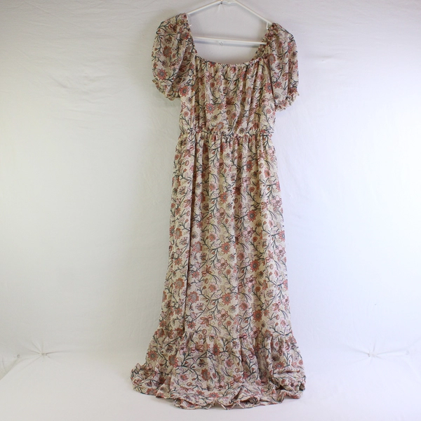 Wallflower Women's M Pink Floral Maxi Dress with Bell Cap Sleeves