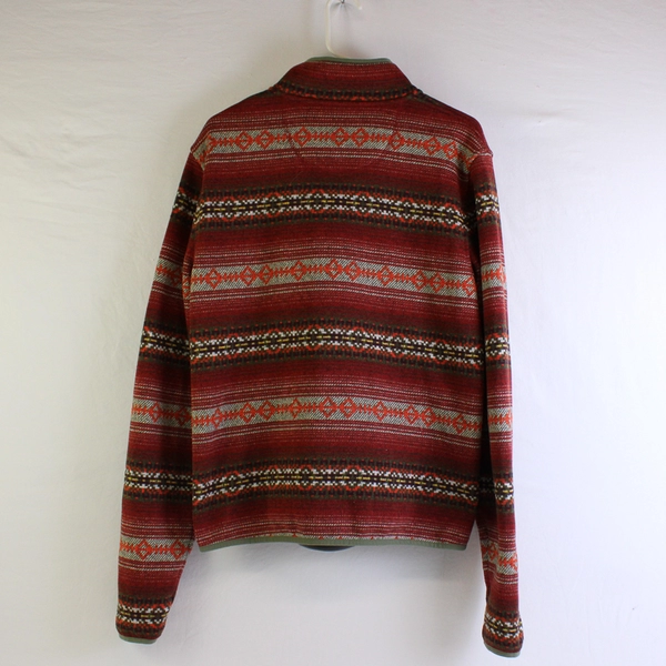 L.L.Bean Men's M Reg Red Aztec Pullover with Snap Button Neck Closure