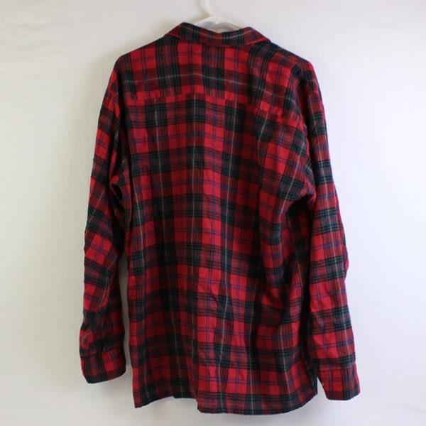 Van Heusen Men's L Winter Weights Red Plaid Flannel Button Up Shirt