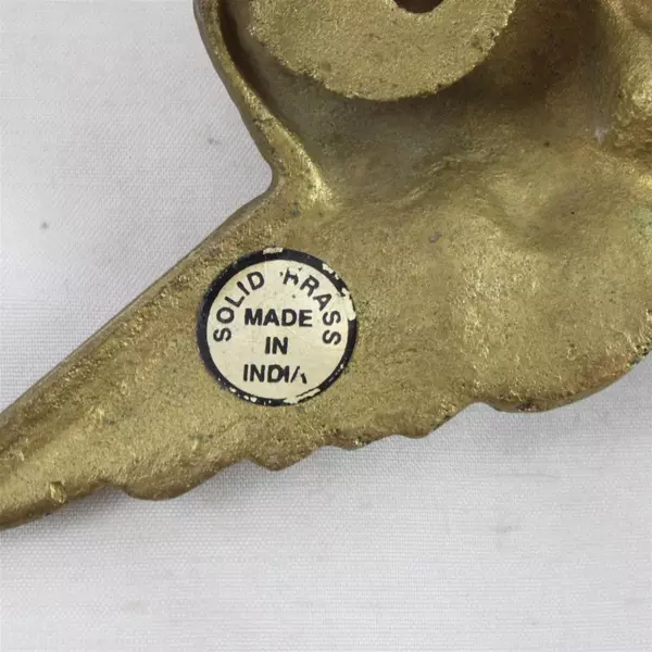 Vintage Solid Brass Angel Cherub Wings Key Hook Wall Hanger 4.5" x 5"