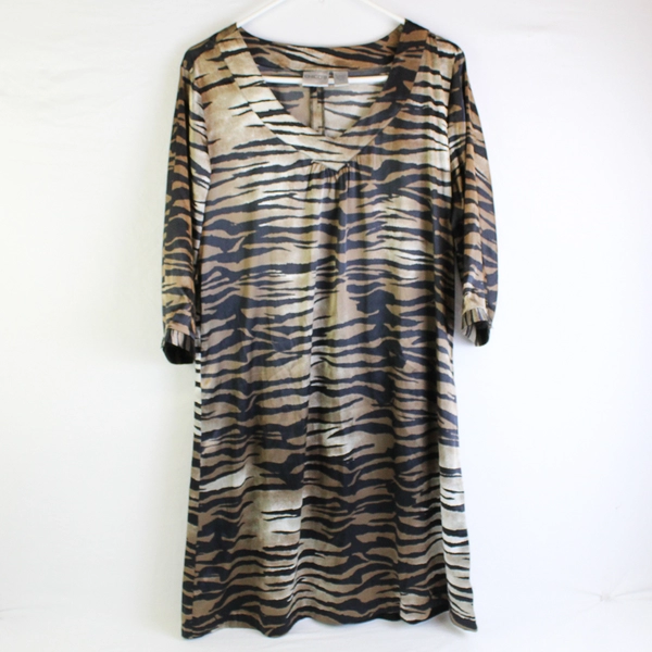 Chico's Tiger Animal Print Short Sleeve T-Shirt Dress Women's Size 2