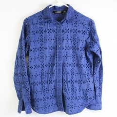 Ralph Lauren Blue Long Sleeve Button Up Collared Shirt Women's Size PS