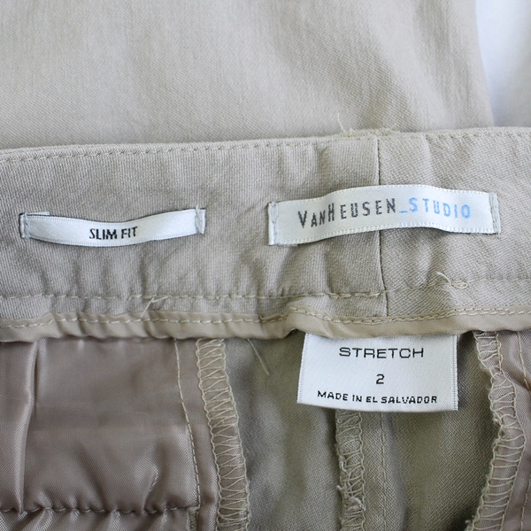 Van Heusen Studio Solid Beige Slim Fit Dress Pants Women's Size 2 Stretch
