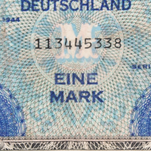 1944 Eine 1 Mark WWII German AMA Allied Military Occupation Bank Note