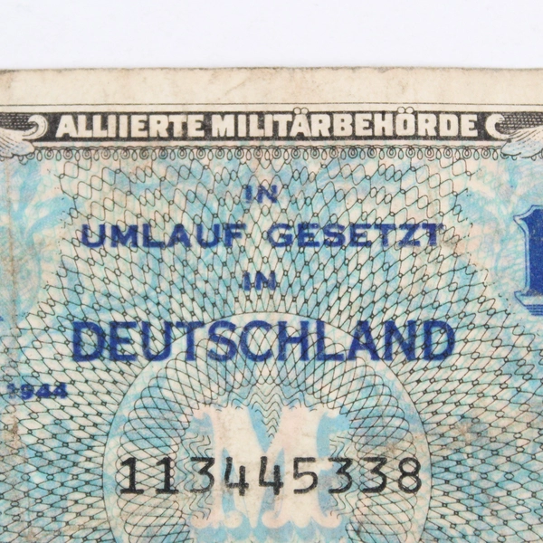 1944 Eine 1 Mark WWII German AMA Allied Military Occupation Bank Note