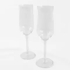 Set of 2 Vertical Ribbed Crystal Champagne Flutes 7.75" Tall
