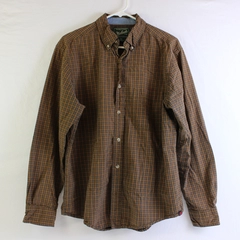 Woolrich Mills Brown Plaid Long Sleeve Collared Button Up Shirt Men's Size M