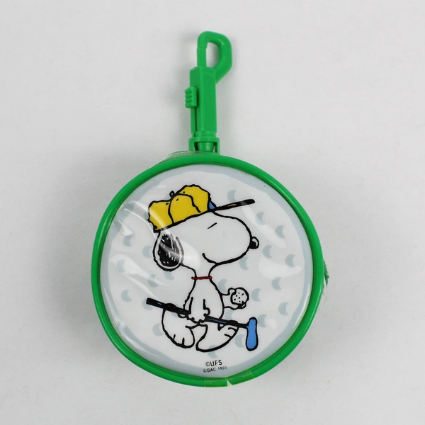 Vintage 1999 Snoopy Peanuts Plastic Coin Purse Key Chain Zipper Pull Golf Club
