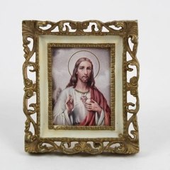 Vintage Jesus Christ Miniature Tiny Mini Picture Framed  2” Hong Kong