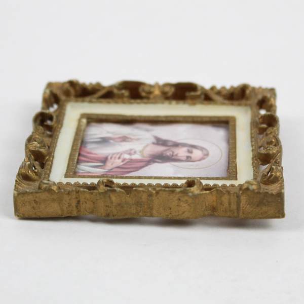 Vintage Jesus Christ Miniature Tiny Mini Picture Framed  2” Hong Kong