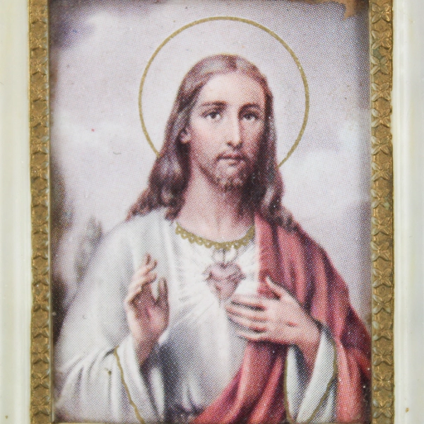 Vintage Jesus Christ Miniature Tiny Mini Picture Framed  2” Hong Kong