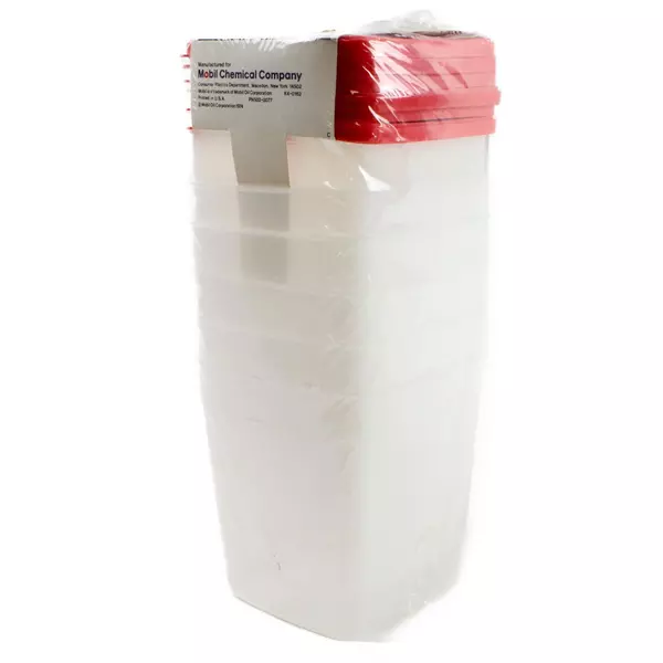 Set of 6 Vintage Mobil Chemical Co. Plastic Freezer Pint Containers w/Lids