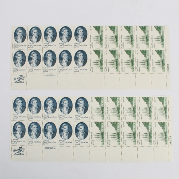 Lot Of 2 1978 USPS Block Sheets 20 Capt. James Cook 13 Cent Stamps MNH OG