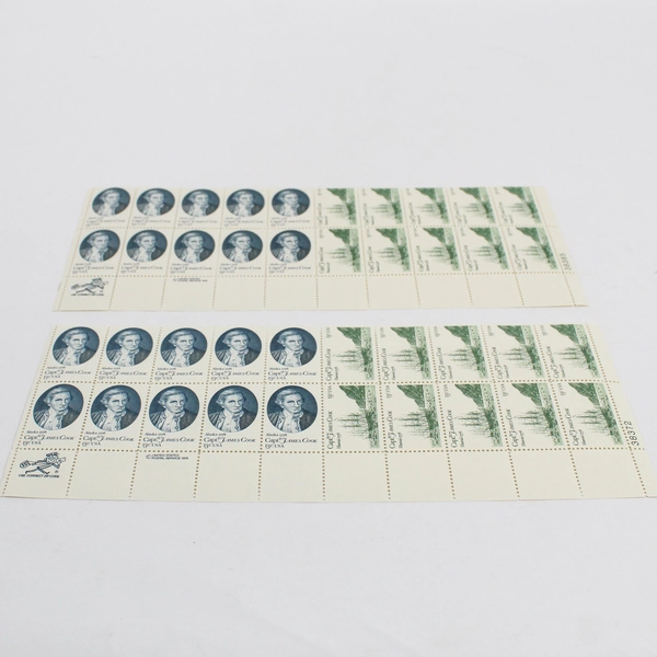 Lot Of 2 1978 USPS Block Sheets 20 Capt. James Cook 13 Cent Stamps MNH OG